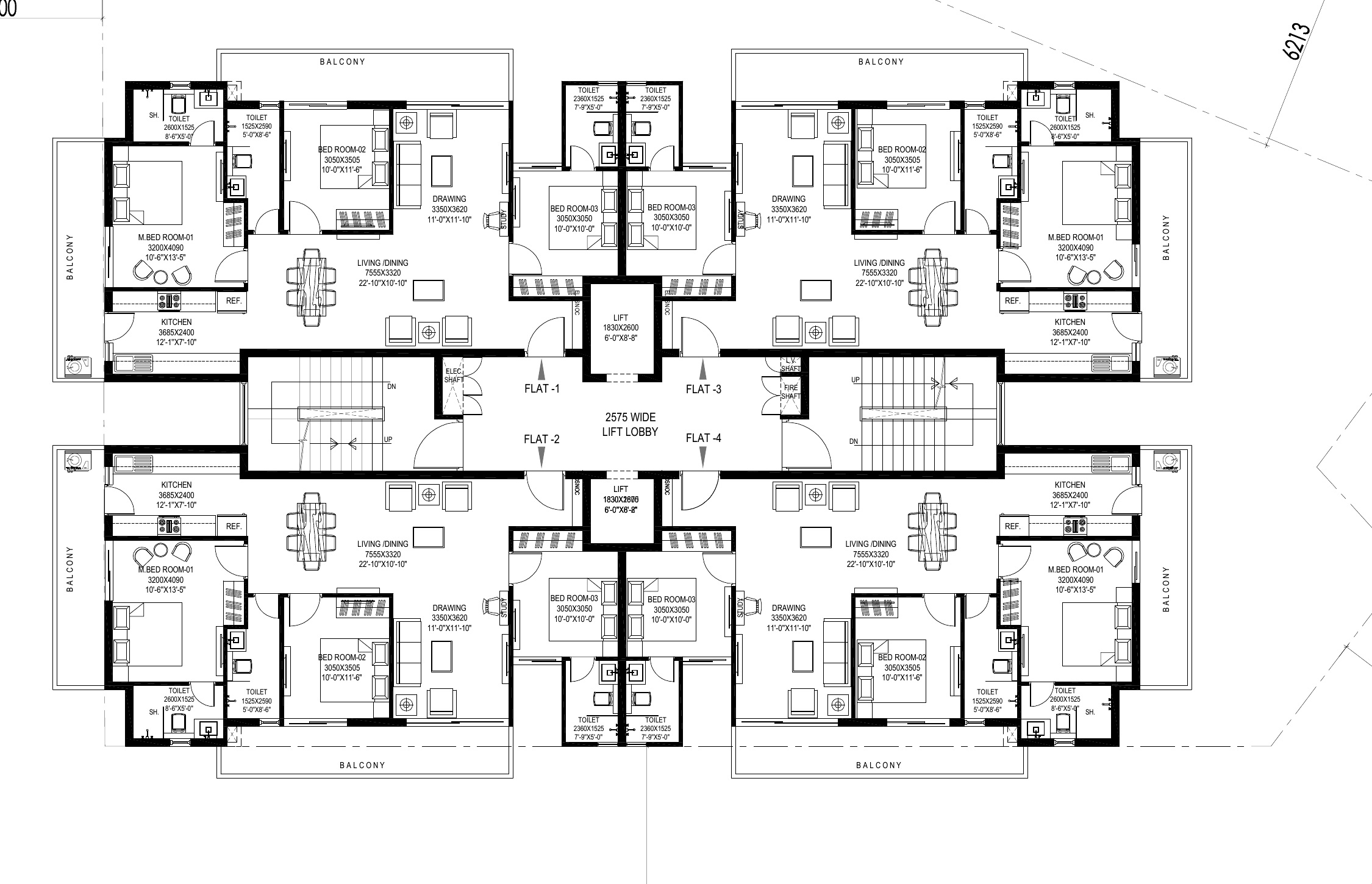 Selected Option 2 typical-floor plan for Plot GH-28